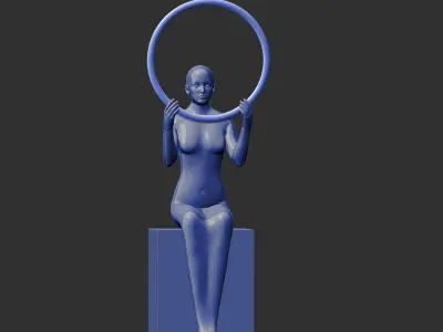 female statue lamp on table 3D print model