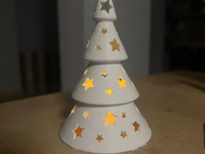 Christmas Mini House and LED Tree Lantern 3D print model