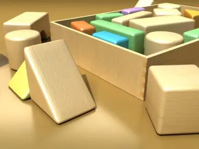 Wooden Toy Blocks 3D model