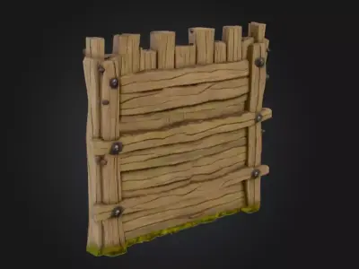 Medieval Wooden Gate Low-poly 3D model