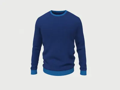 Sweater Full Sleeves Blue Low-poly 3D model