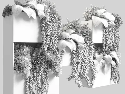 Collection Indoor plant-plant stand white concrete vase set 05 Low-poly 3D model