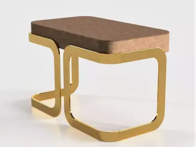 Bench in metal and leather 3D model