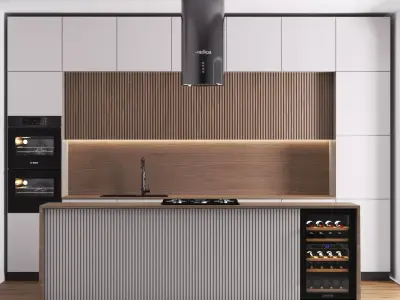 modern kitchen with island 010 3D model