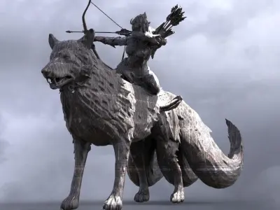 Elven wolf rider 4  3D model