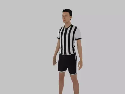 Footballer referee in soccer uniform Low-poly 3D model