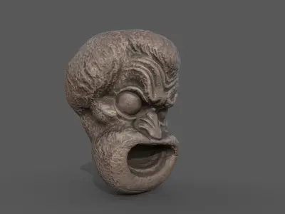 Theatre mask from Athens 2 Low-poly 3D model