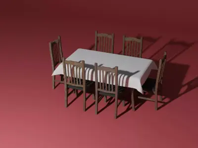 Dinner table and chairs 3D model