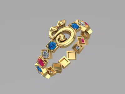 Alphabet Khmer Ring 3D print model