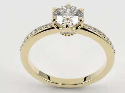 Engagement ring crown head - solitario con cabeza de corona 3D print model