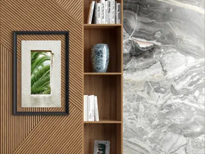 Wood and  Marble Shelf 2 3D model