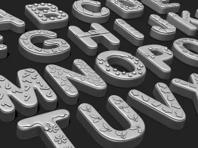 Alphabet A-Z with Christmas Theme -  Letters - Cartoon - Design 3D print model