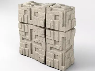 Millard House Tiles with corner elements - Frank Llyod Wright Low-poly 3D model