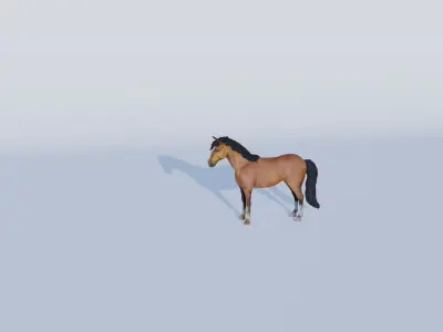3D Model of a Brown Horse Low-poly 3D model