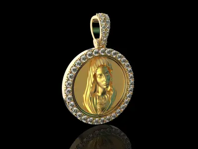 Virgin Mary With Diamonds Pendant 3D print model
