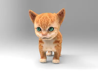3D Cute Cat Model Low poly  Low-poly 3D model