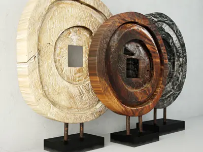 Suar Wood Table Top Decoration 3D model