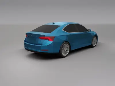 Skoda Octavia 2020 low poly 3D model model Low-poly 3D model