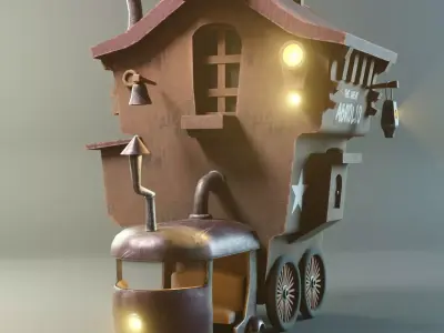 Stylized Caravan Low-poly 3D model