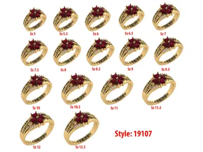 Personalized 4 Stone Mothers Ring Set Sizes 5 to 12 3D print model