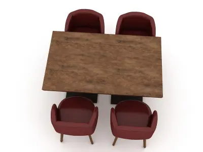 modern table chair model Low-poly 3D model