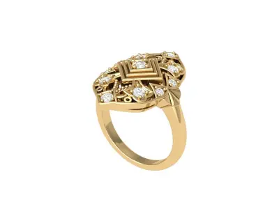 Art-Deco-Ring 3D print model