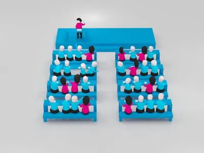 Cartoon Pose Class room 3D model