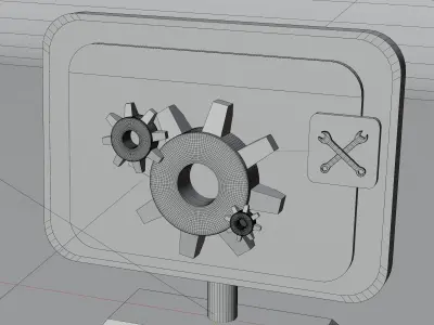 3D Illustration computer with setting icon and wrench 3D model
