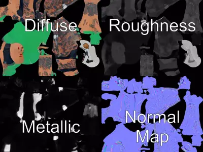 Neon Cyberpunk Warrior model pack Low-poly 3D model