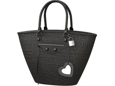 Balenciaga Le Cagole Raffia Basket Bag Low-poly 3D model