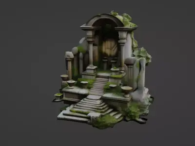 Ancient Mountain Shrine Ruins 3D model