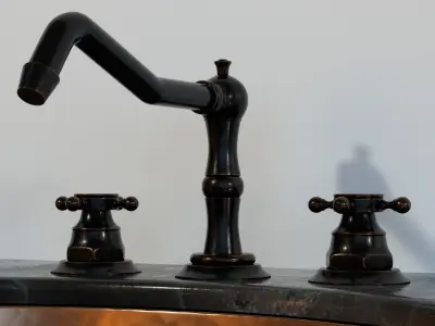 Chester Traditional faucet with Copper  Oval Undermount Sink 3D model