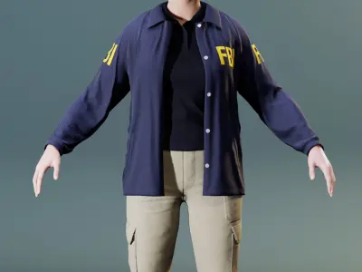 Mens and womens clothing of FBI agents - Rigged - GameReady Low-poly 3D model