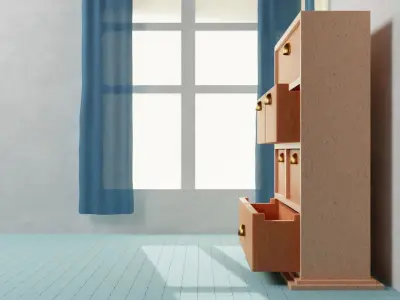 Cabinate for Clothes with multiple Drawer 3D Model Low-poly 3D model