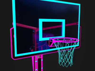 Basketball hoop neon 4K Low-poly 3D model