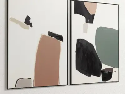 Plaster Two Photo Frame E-30 Low-poly 3D model