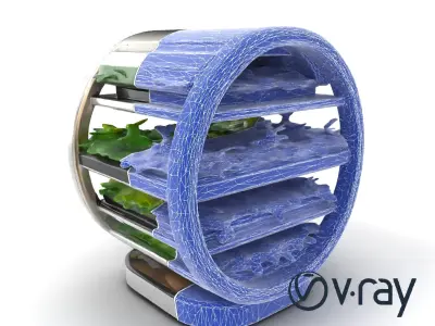 Futuristic Cylinder Greenhouse model pack Low-poly 3D model