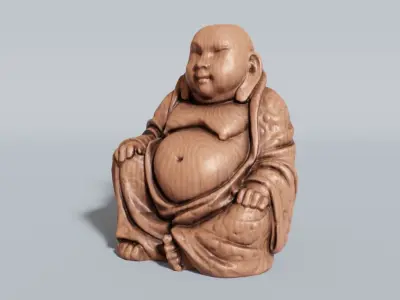 Buddha bronze statue Low-poly 3D model