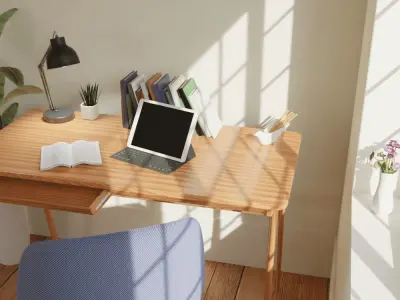 Minimalist work Table Low-poly 3D model