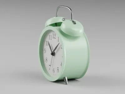 Retro alarm clock Green Low-poly 3D model