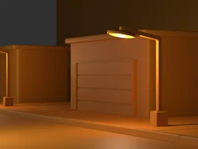 Night Street Lowpoly 3D Model Free low-poly 3D model