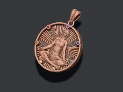 Yoga pendant with gems 3D print model