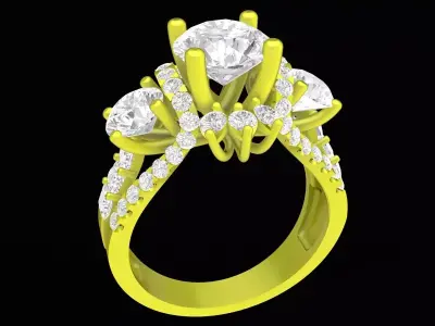 Luxury Halo Diamond Ring Jewelry Design  4428 3D print model