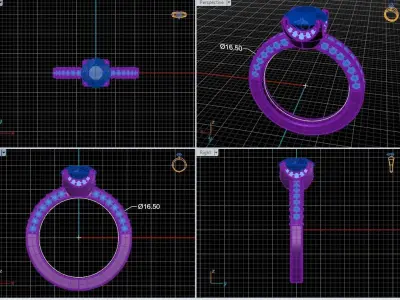 Diamond ring 3D print model 66