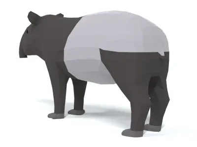 Low Poly Cartoon Tapir Low-poly 3D model
