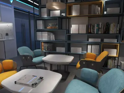 Office interio Low-poly 3D model