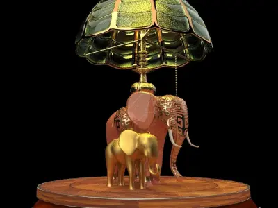 Chinese display stand with elephant lamp  3D model