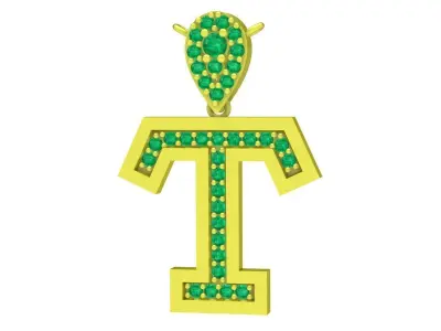 Luxury Letter T Diamond Pendant Jewelry 3D Model 4102 3D print model