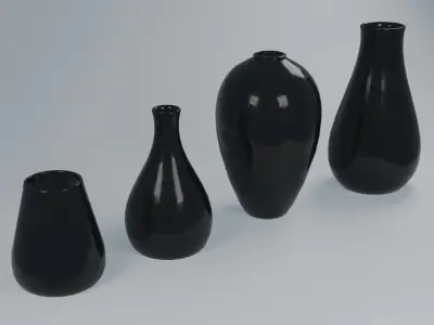 Set of Vases Free low-poly 3D model
