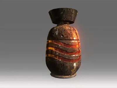 Ancient Reflection digged line pot Low-poly 3D model